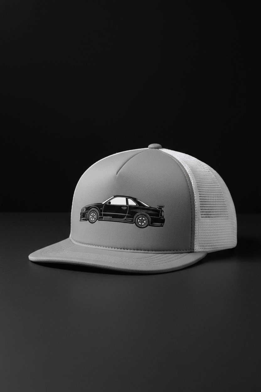 BNR34 Embroidered Trucker Cap - Driver's Perspective