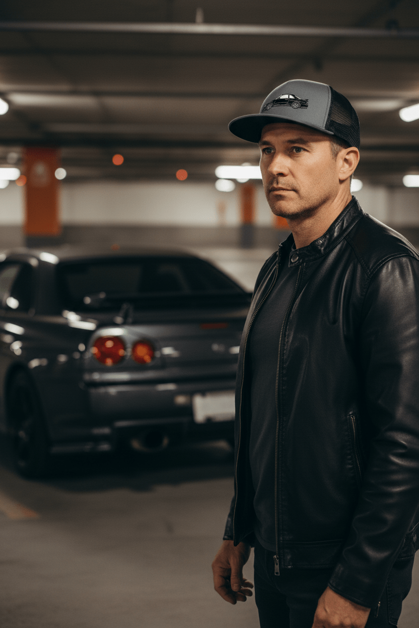 BNR34 Embroidered Trucker Cap - Driver's Perspective