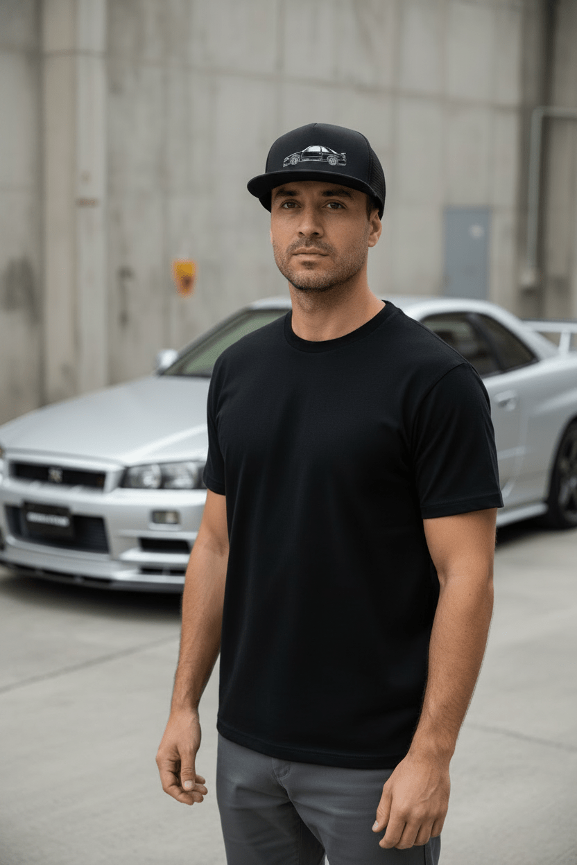 BNR34 Embroidered Trucker Cap - Driver's Perspective
