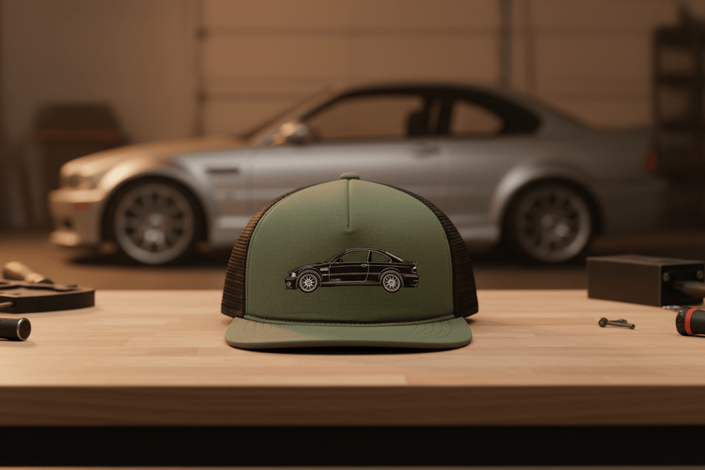 E46 M3 CSL Embroidered Trucker Cap - Driver's Perspective