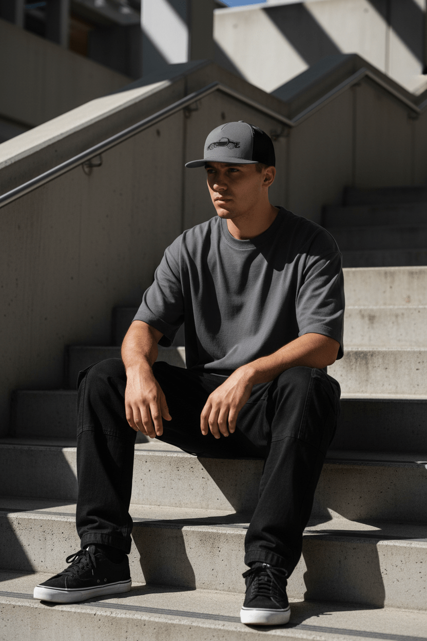 RX-7 Spirit R Embroidered Trucker Cap - Driver's Perspective
