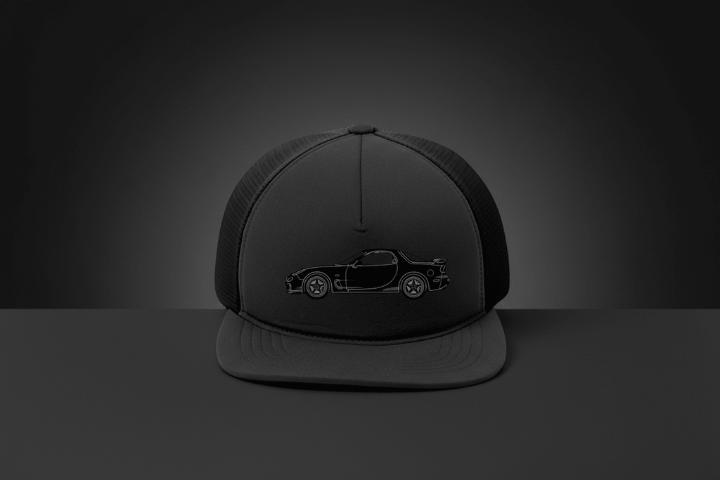 RX-7 Spirit R Embroidered Trucker Cap - Driver's Perspective