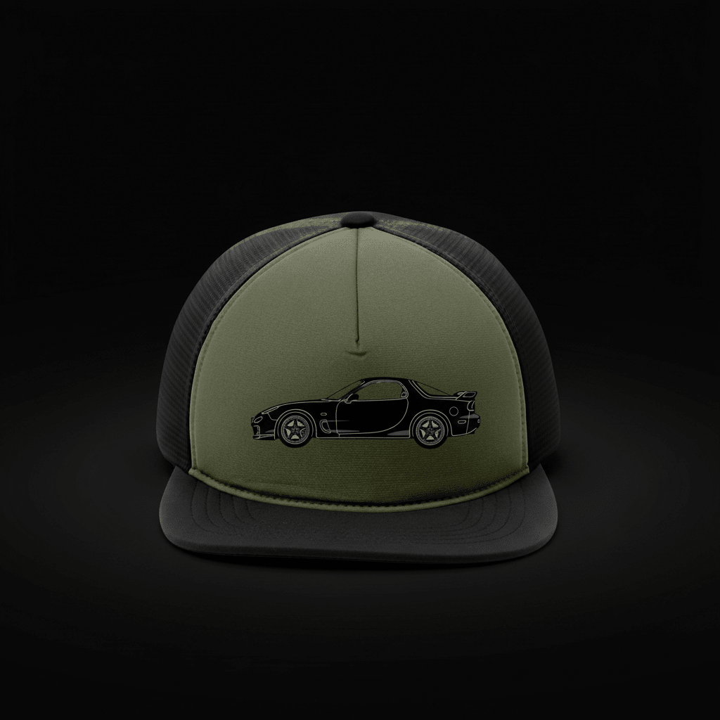 RX-7 Spirit R Embroidered Trucker Cap - Driver's Perspective