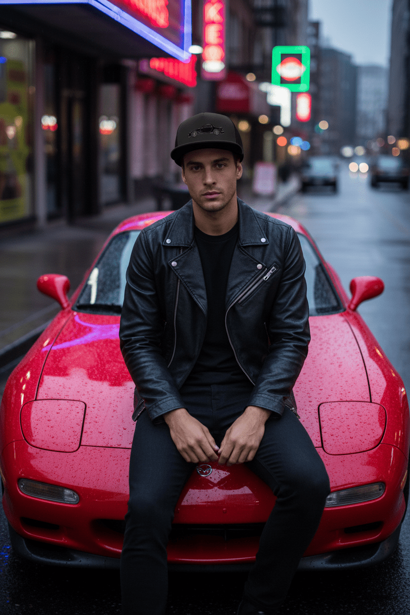 RX-7 Spirit R Embroidered Trucker Cap - Driver's Perspective